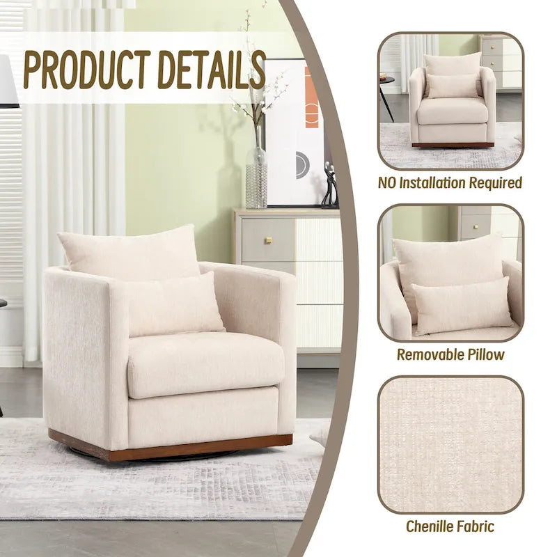 Fauteuil pivotant Chenille avec base métallique robuste et design ergonomique