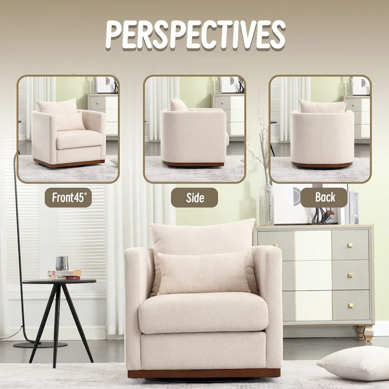 Fauteuil pivotant Chenille avec base métallique robuste et design ergonomique