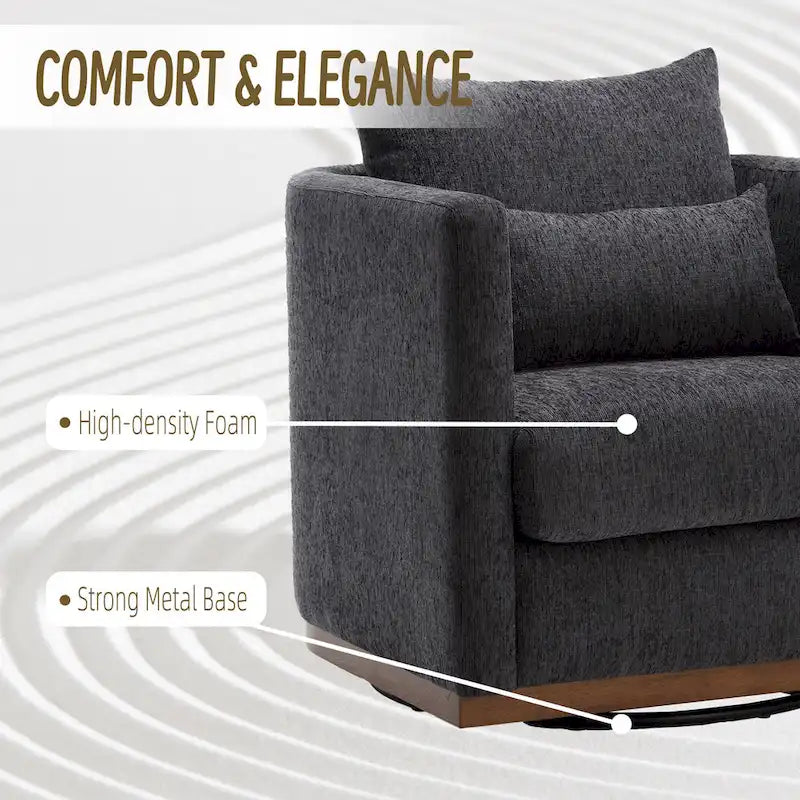 Fauteuil pivotant Chenille avec base métallique robuste et design ergonomique