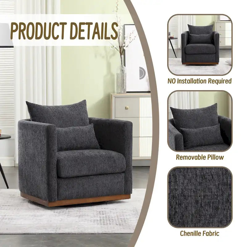 Fauteuil pivotant Chenille avec base métallique robuste et design ergonomique