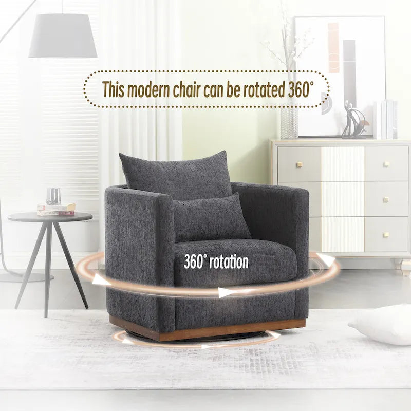 Fauteuil pivotant Chenille avec base métallique robuste et design ergonomique