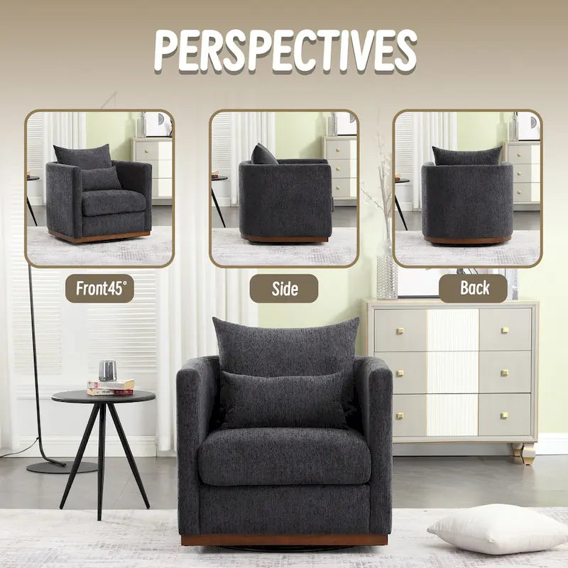 Fauteuil pivotant Chenille avec base métallique robuste et design ergonomique