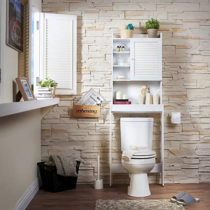 Armoire 7 étagères peu encombrante blanche et moderne par Furniture of America
