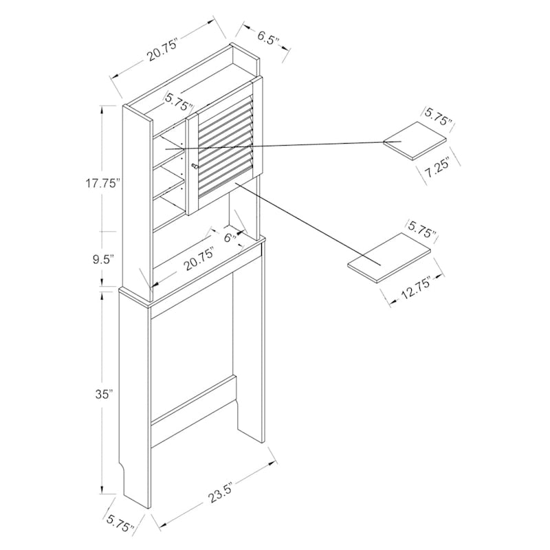 Armoire 7 étagères peu encombrante blanche et moderne par Furniture of America