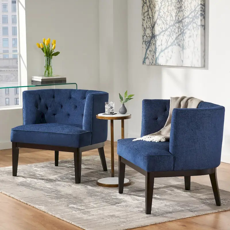 Fauteuils d'appoint capitonnés en tissu ou en similicuir (Lot de 2)
