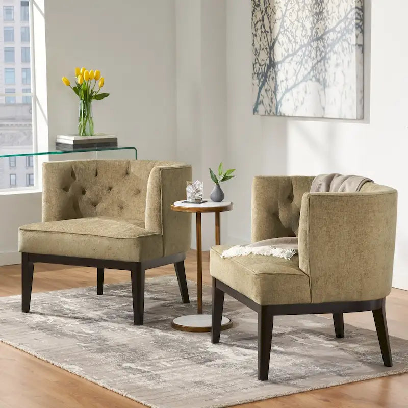 Fauteuils d'appoint capitonnés en tissu ou en similicuir (Lot de 2)