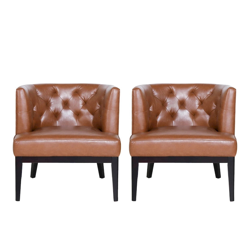 Fauteuils d'appoint capitonnés en tissu ou en similicuir (Lot de 2)