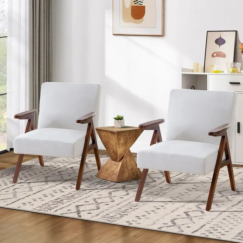 Lot de 2 chaises d'appoint rembourrées pour salon, chambre à coucher