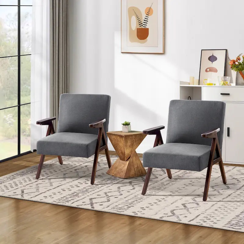 Lot de 2 chaises d'appoint rembourrées pour salon, chambre à coucher