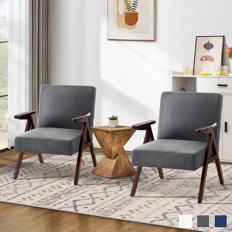 Lot de 2 chaises d'appoint rembourrées pour salon, chambre à coucher