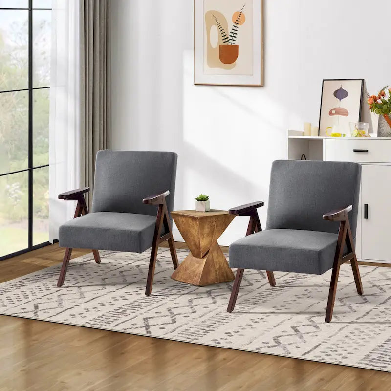 Lot de 2 chaises d'appoint rembourrées pour salon, chambre à coucher