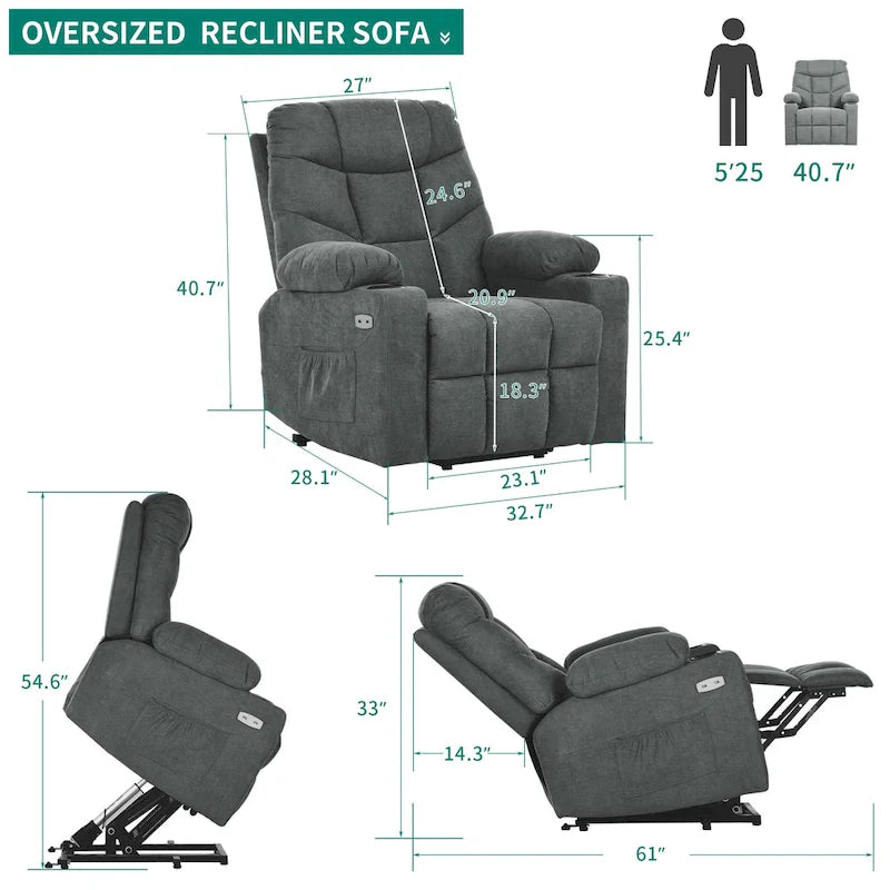 Fauteuil inclinable de massage et chauffant moderne