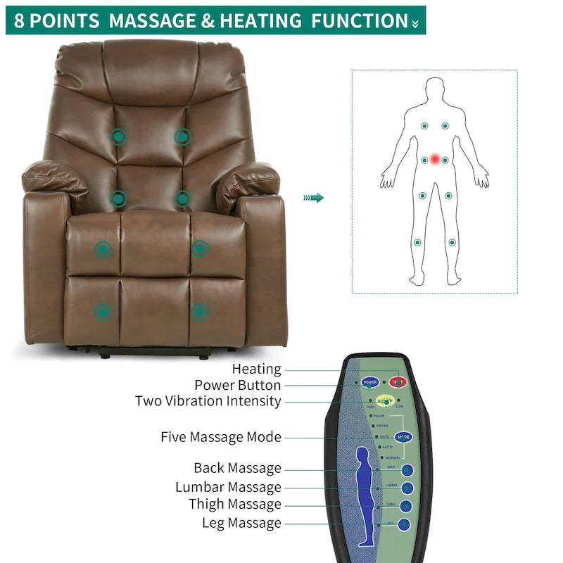 Fauteuil inclinable de massage et chauffant moderne
