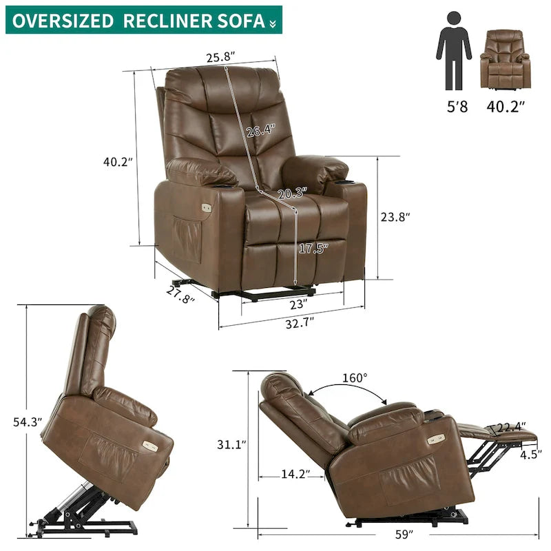 Fauteuil inclinable de massage et chauffant moderne