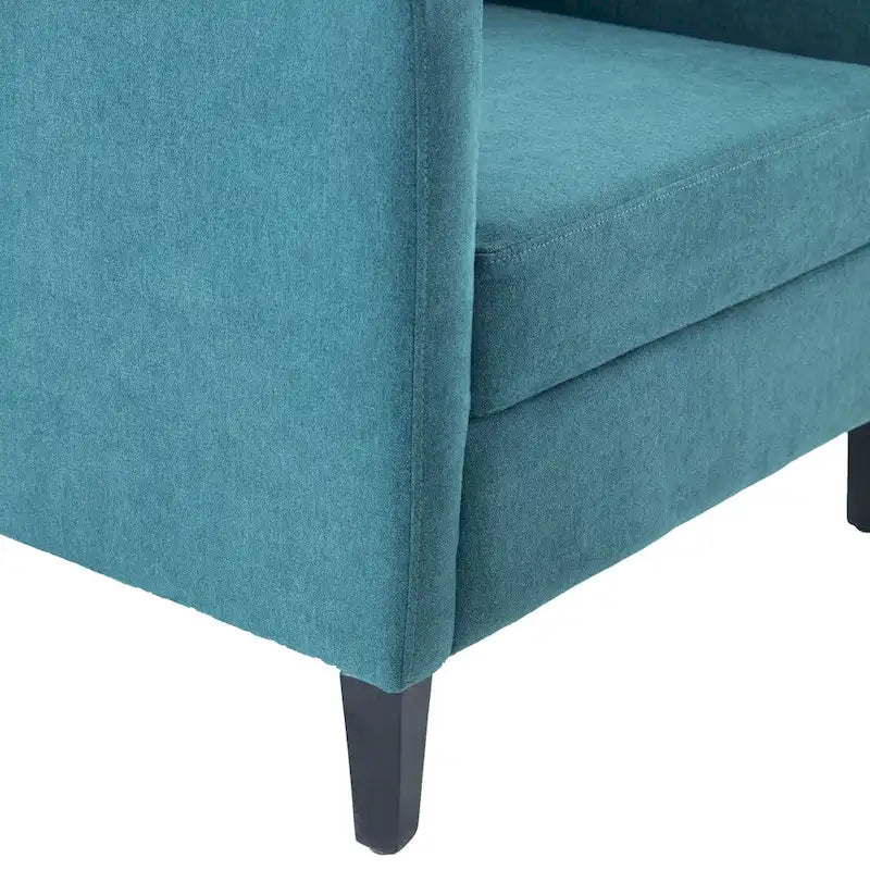 Fauteuil Club confortable avec oreiller beige/bleu sarcelle foncé/bleu