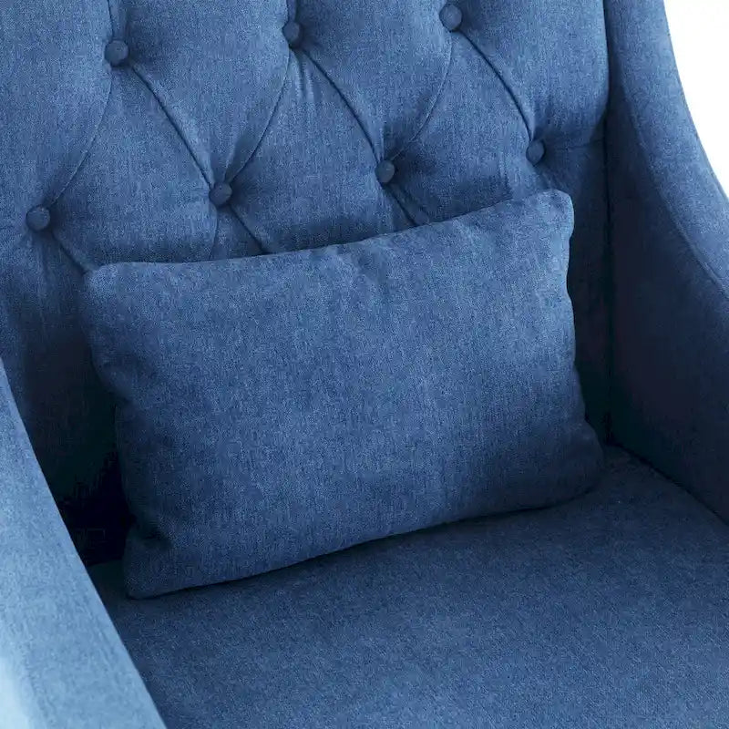 Fauteuil Club confortable avec oreiller beige/bleu sarcelle foncé/bleu
