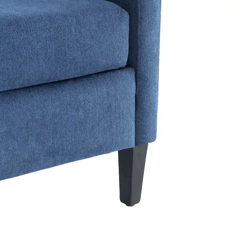 Fauteuil Club confortable avec oreiller beige/bleu sarcelle foncé/bleu