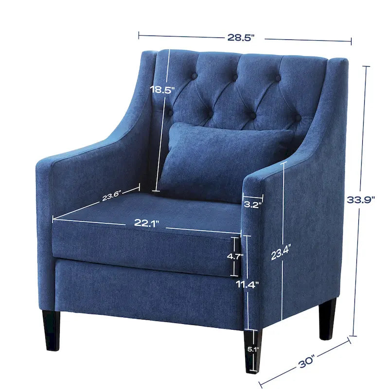 Fauteuil Club confortable avec oreiller beige/bleu sarcelle foncé/bleu