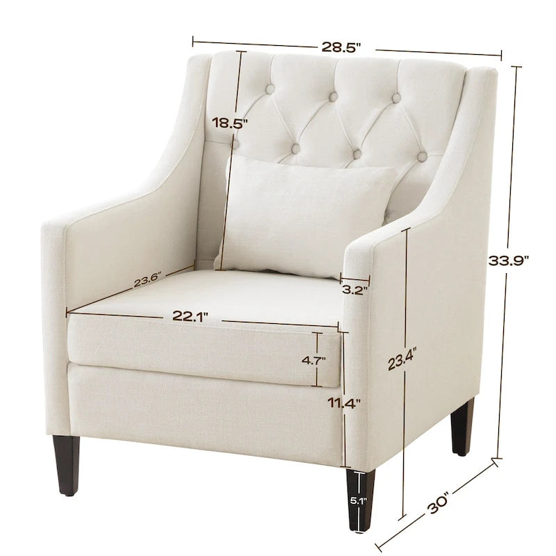 Fauteuil Club confortable avec oreiller beige/bleu sarcelle foncé/bleu