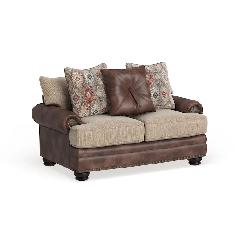Causeuse Dhirendra en similicuir marron traditionnel par Furniture of America