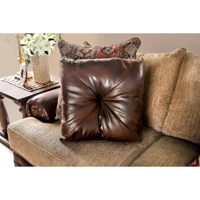 Causeuse Dhirendra en similicuir marron traditionnel par Furniture of America