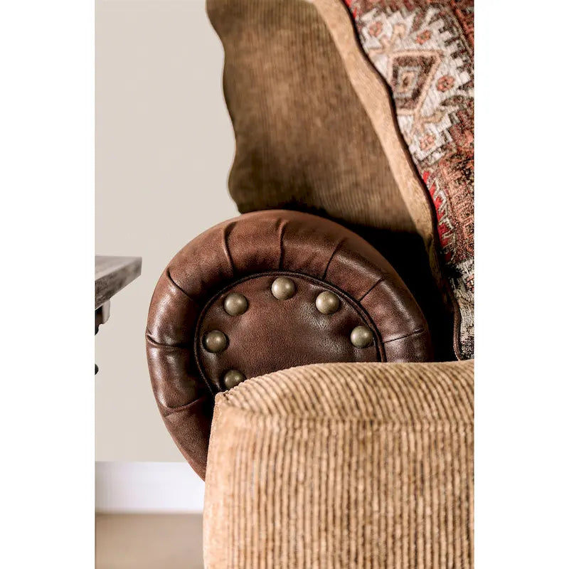 Causeuse Dhirendra en similicuir marron traditionnel par Furniture of America