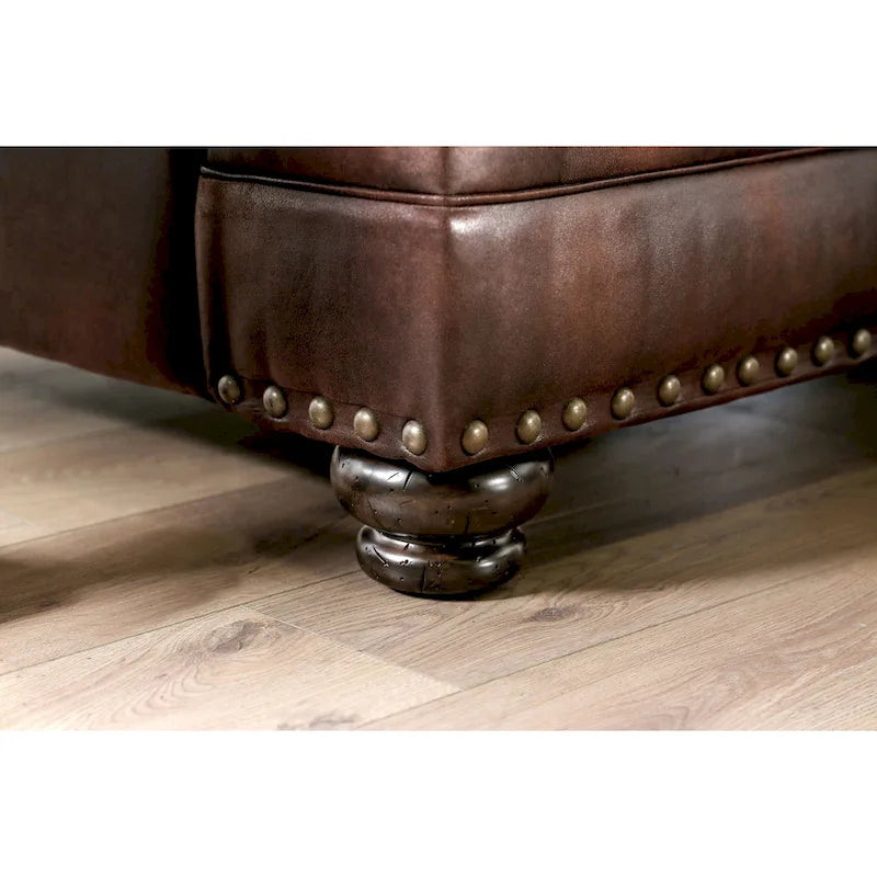Causeuse Dhirendra en similicuir marron traditionnel par Furniture of America