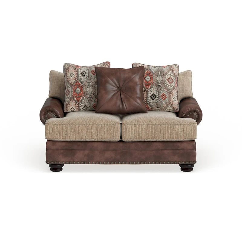 Causeuse Dhirendra en similicuir marron traditionnel par Furniture of America