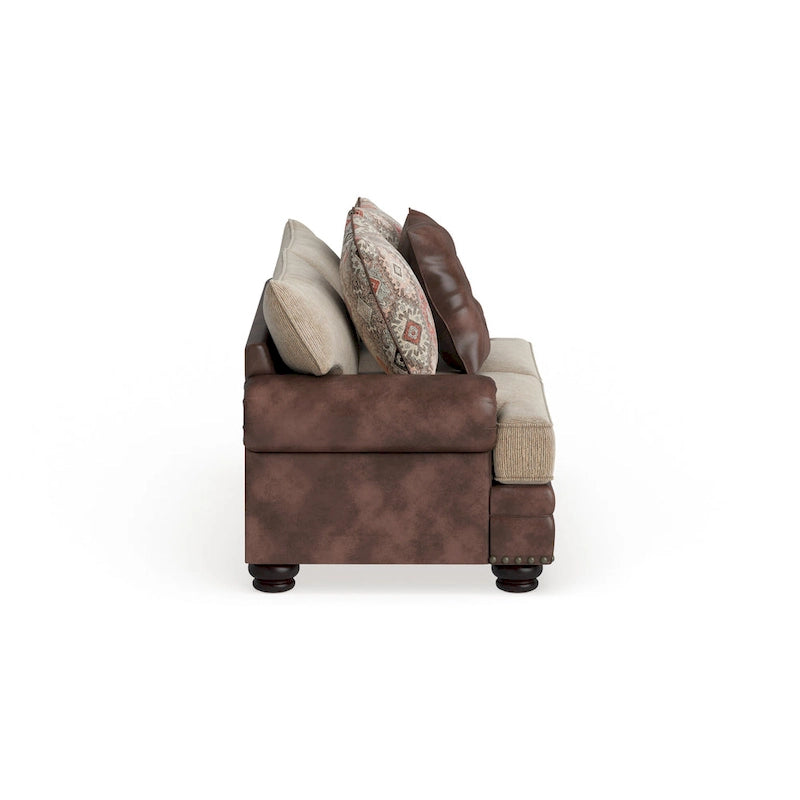 Causeuse Dhirendra en similicuir marron traditionnel par Furniture of America