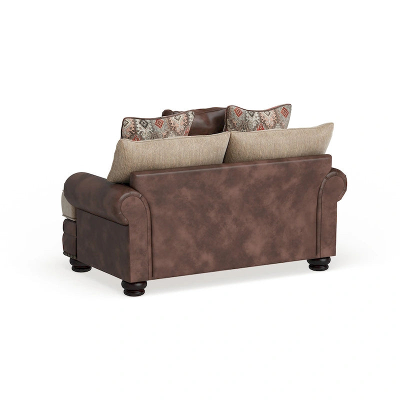 Causeuse Dhirendra en similicuir marron traditionnel par Furniture of America
