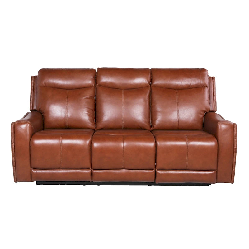 Canapé inclinable en cuir pleine fleur Steve Silver Newport Power