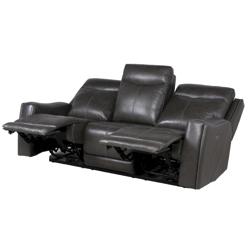 Canapé inclinable en cuir pleine fleur Steve Silver Newport Power