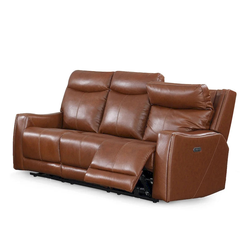 Canapé inclinable en cuir pleine fleur Steve Silver Newport Power