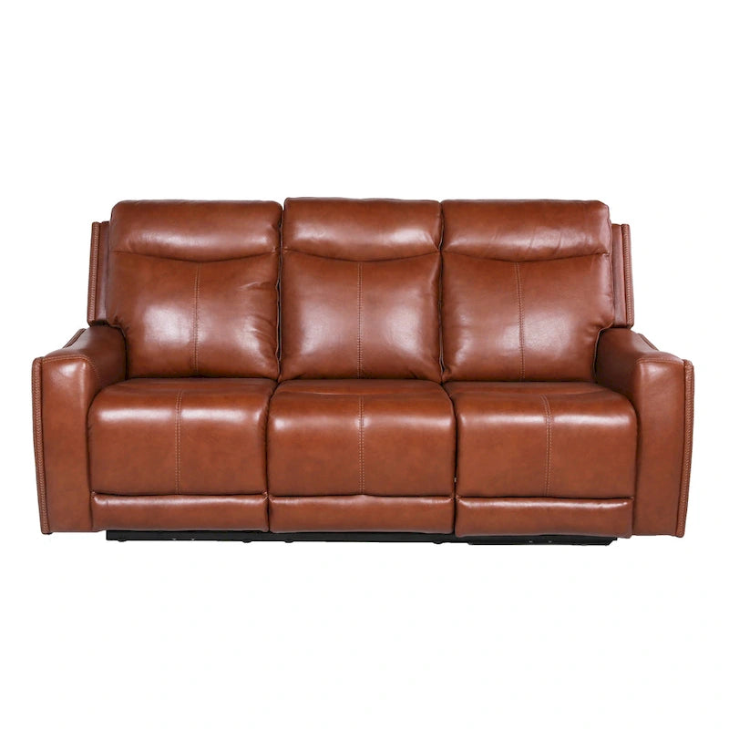 Canapé inclinable en cuir pleine fleur Steve Silver Newport Power