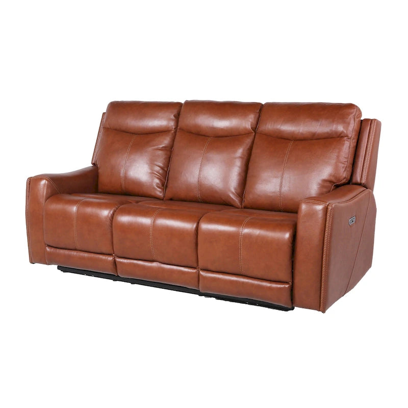 Canapé inclinable en cuir pleine fleur Steve Silver Newport Power