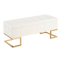 Banc de rangement en velours avec couvercle relevable