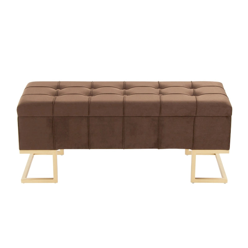 Banc de rangement en velours Silver Orchid avec couvercle à charnière