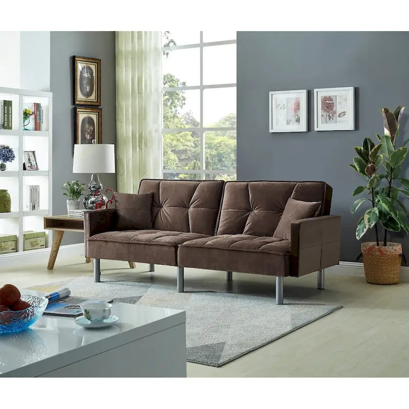 Canapé-lit Emma Velvet Mid-Century