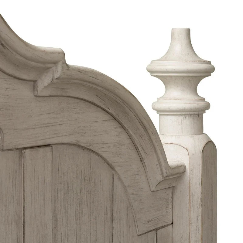 Tête de lit à baldaquin King en châtaignier et blanc antique « Farmhouse Reimagined »
