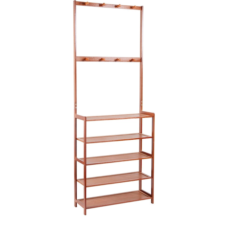 Étagère de rangement pour chaussures d'entrée en bambou