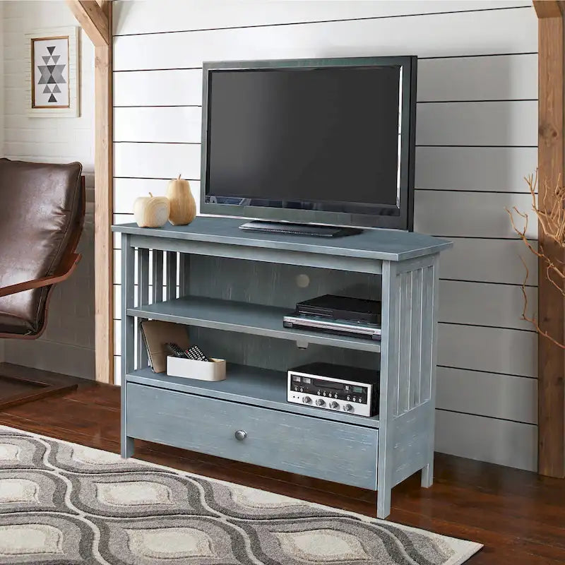 Meuble TV d'angle en bois massif de style Mission