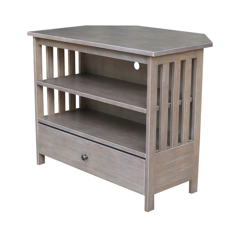 Meuble TV d'angle en bois massif de style Mission