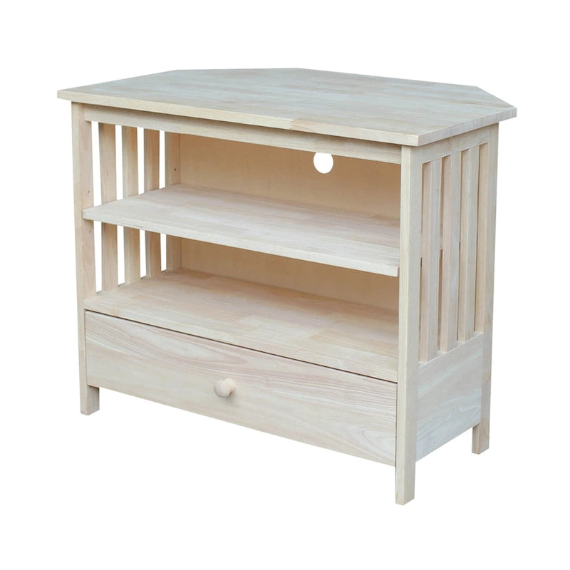Meuble TV d'angle en bois massif de style Mission