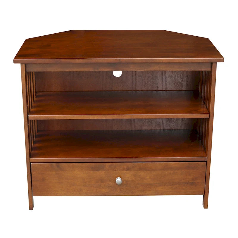 Meuble TV d'angle en bois massif de style Mission