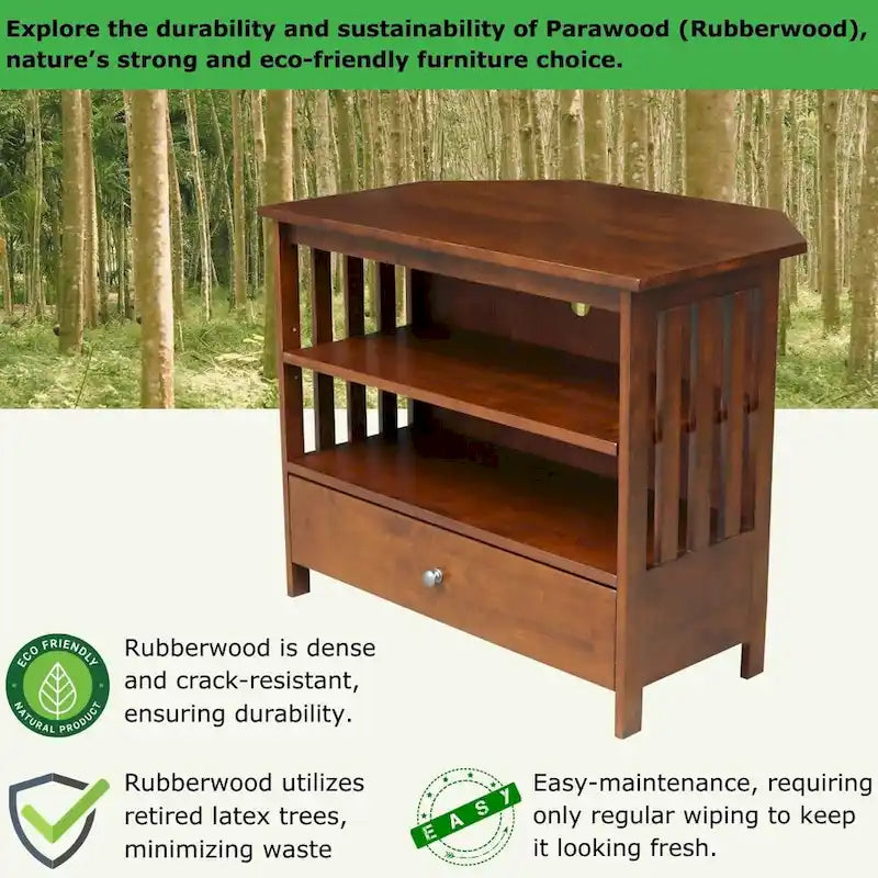 Meuble TV d'angle en bois massif de style Mission