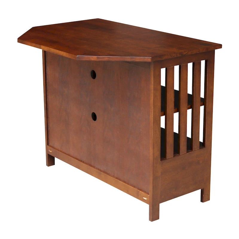 Meuble TV d'angle en bois massif de style Mission