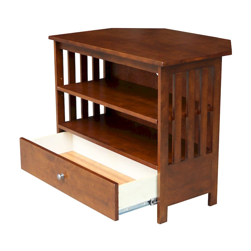 Meuble TV d'angle en bois massif de style Mission