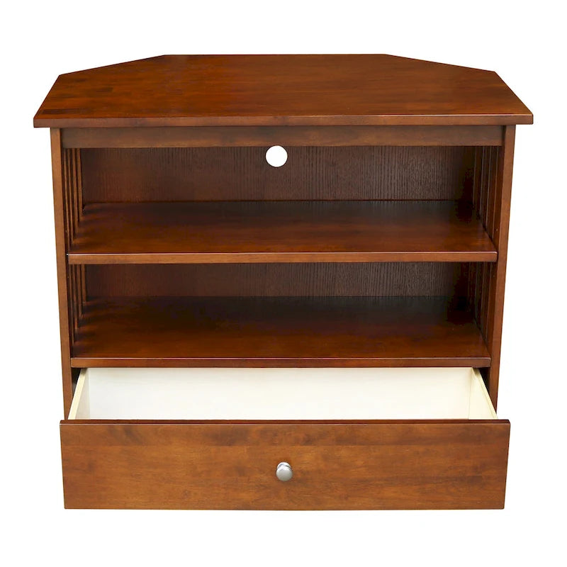 Meuble TV d'angle en bois massif de style Mission