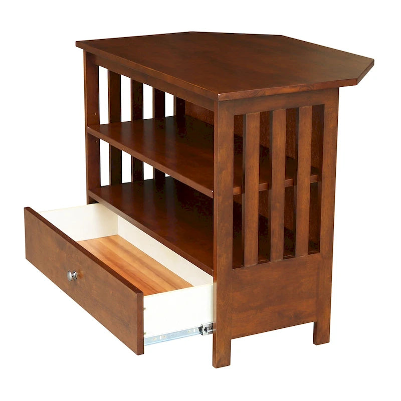 Meuble TV d'angle en bois massif de style Mission