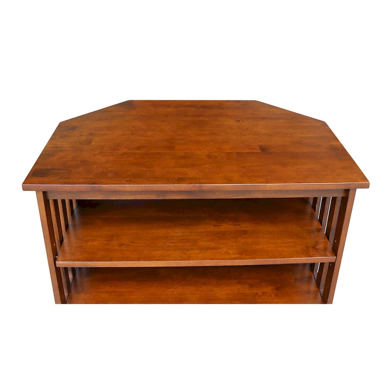 Meuble TV d'angle en bois massif de style Mission